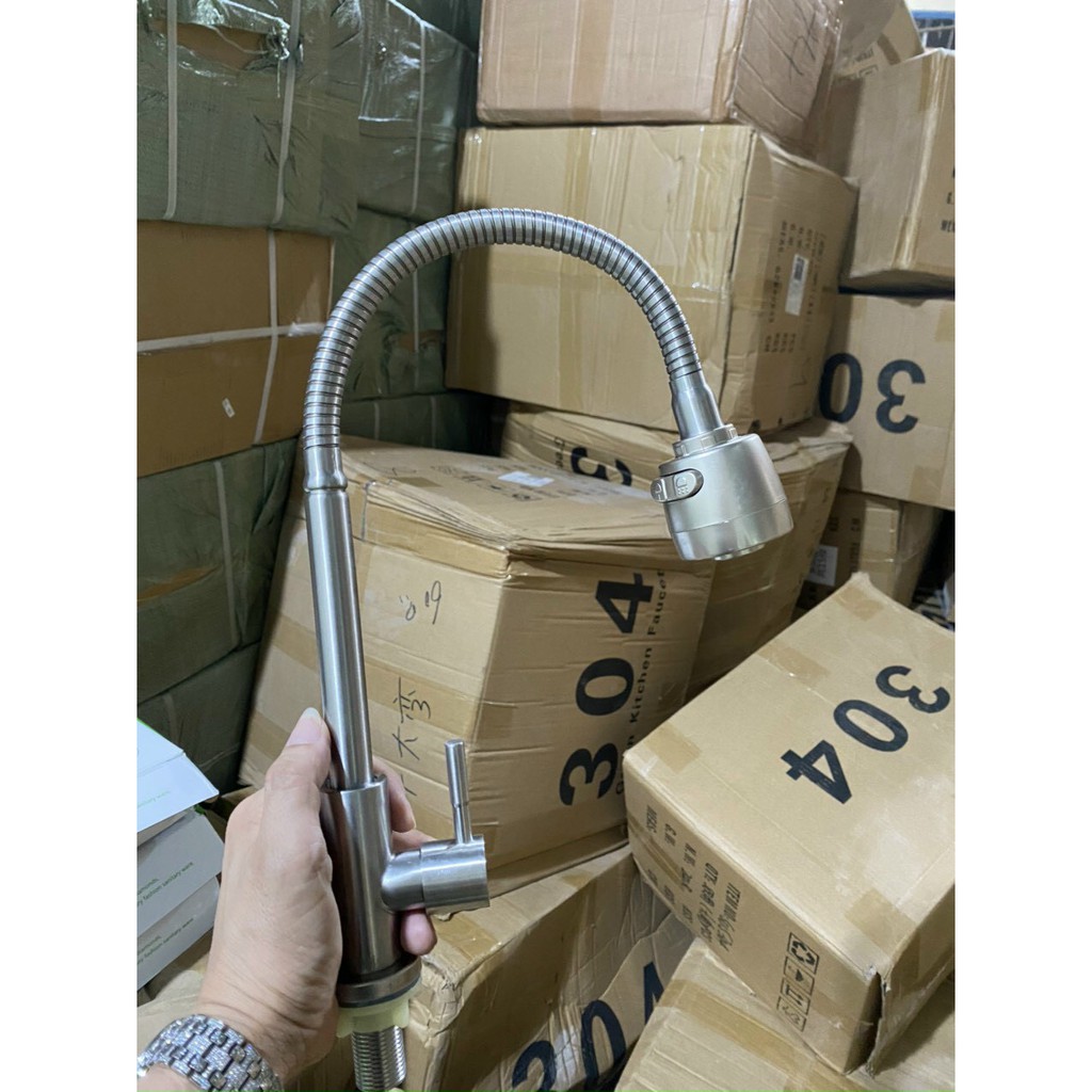 VÒI RỬA CHÉN BẺ THÂN MỀM, XOAY 360 ĐỘ ĐIỀU CHỈNH LINH HOẠT 2 CHẾ ĐỘ NƯỚC INOX 304 CAO CẤP