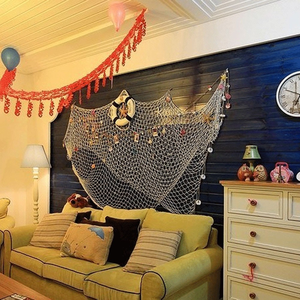 Lưới bắt cá đính vỏ sò treo tường trang trí
