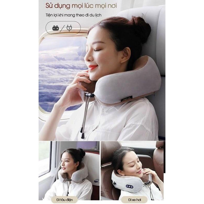 Gối Mát Xa Cổ Hồng Ngoại Chữ U, Máy Massage Cổ Vai Gáy Hiệu Quả Kiêm Gối Ngủ Tiện Lợi, Gối Massage Trị Liệu Cao Cấp