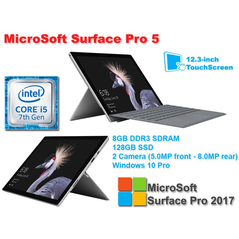 Laptop 2 in 1 Microsoft Surface Pro 5 Intel core I5 7300U Ram 4GB SSD 128GB LCD 12’3 3K.