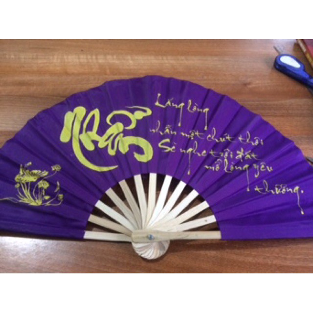 QUẠT VẢI THƯ PHÁP CAO CẤP (rộng 50cm)