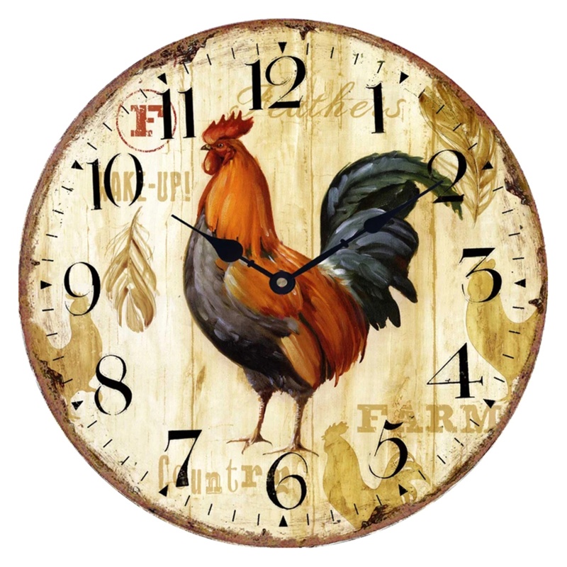 Đồng Hồ Treo Tường Hình Con Gà Trống Phong Cách Vintage