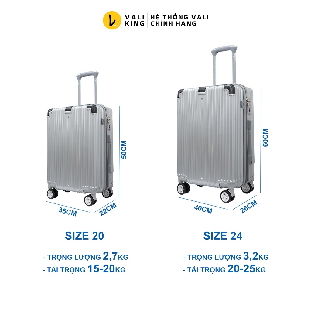 Vali kéo cao cấp HUNGPHAT-607 bo góc kim loại kích thước 20, 24 inch chính hãng Hùng Phát - Bảo hành 5 năm