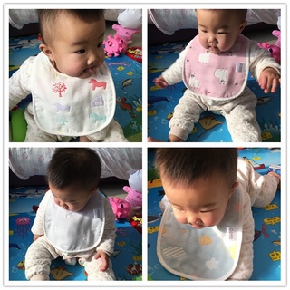 Yếm xô organic 6 lớp cho bé có cúc bấm họa tiết xinh yêu