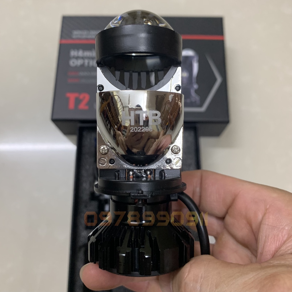 Đèn led bi cầu mini T2Pro chân H4 12V-24V tăng sáng cho ôtô, xe máy, ledbimini