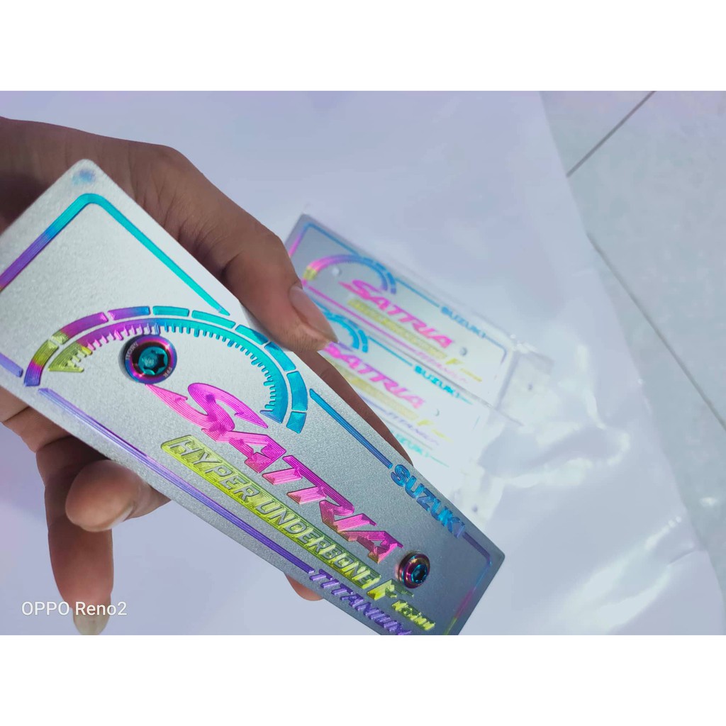 Bảng tên titanium Satria tặng kèm 2 ốc titan proti ...