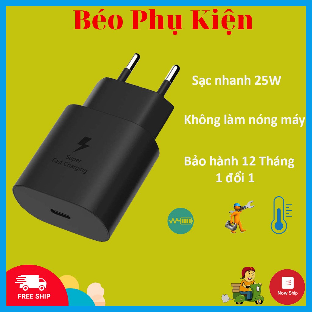 Củ sạc nhanh samsung Type C to Type C - Sạc nhanh 25W cho dòng Note 8 /9 /10 /S10 /S10 Plus /S10+ | BH 12 Tháng