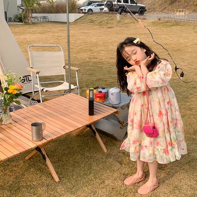 Đầm Voan Tay Dài Kiểu Hàn Quốc Dễ Thương Cho Bé Gái