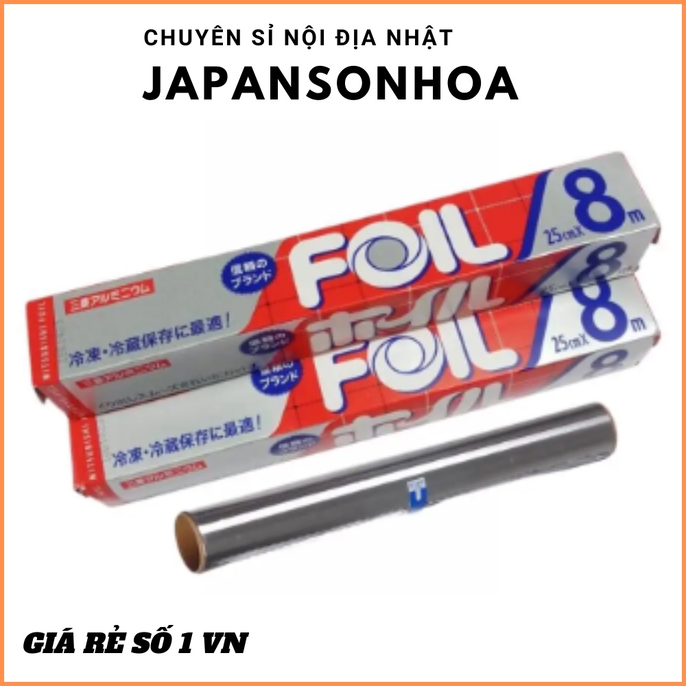 Cuộn giấy bạc foil 8m⚡𝗙𝗥𝗘𝗘 𝗦𝗛𝗜𝗣 ⚡Giữ hơi nước bên trong khay thức ăn