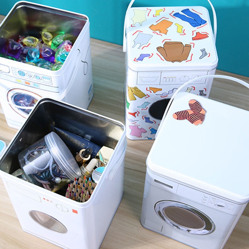 Hộp Đựng Đồ Giặt Bằng Thiếc Có Nắp Giá Đỡ Tiện Lợi