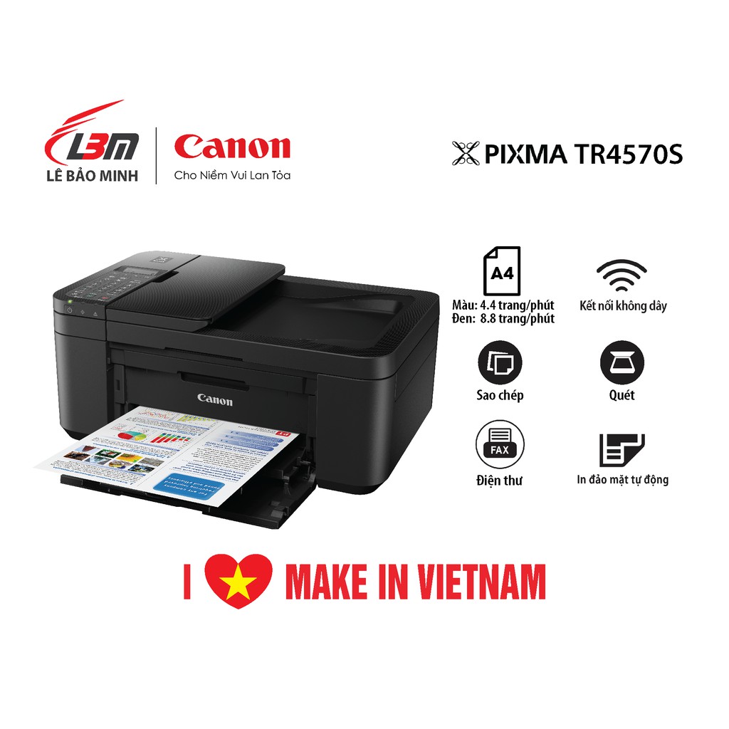 Máy In Phun Màu Đa Chức Năng Canon TR4570S - Chính hãng