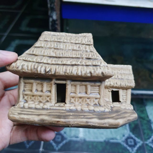 NHÀ LÁ TRANG TRÍ HỒ CÁ NON BỘ 11x6x7cm