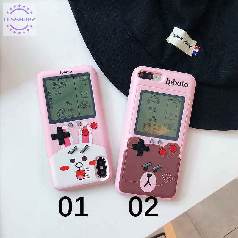 GameBoy Game Tetris Phone Cover iPhone 6 6S 7 8 PLUS X XS Case Rabbit Bear Bunny Cony