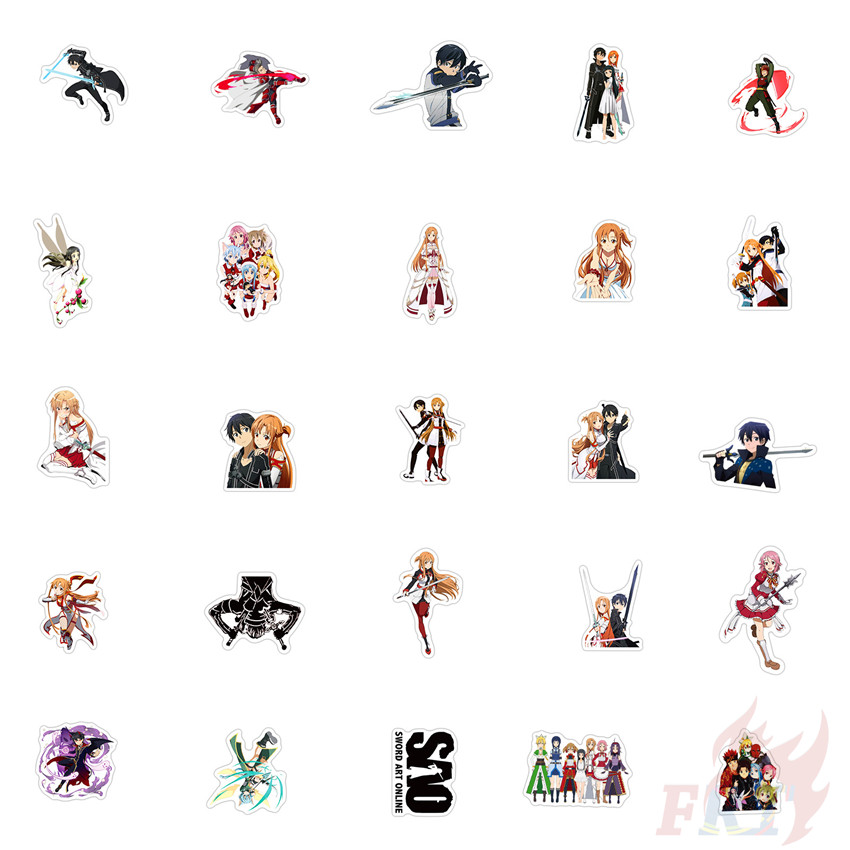 ❉ Sword Art Online - Series 03 Anime SAO Stickers ❉ 50Pcs/Set Kirigaya Kazuto Kirito Yuuki Asuna Asada Shino Mixed DIY Fashion Luggage Laptop Skateboard Doodle Decals Stickers