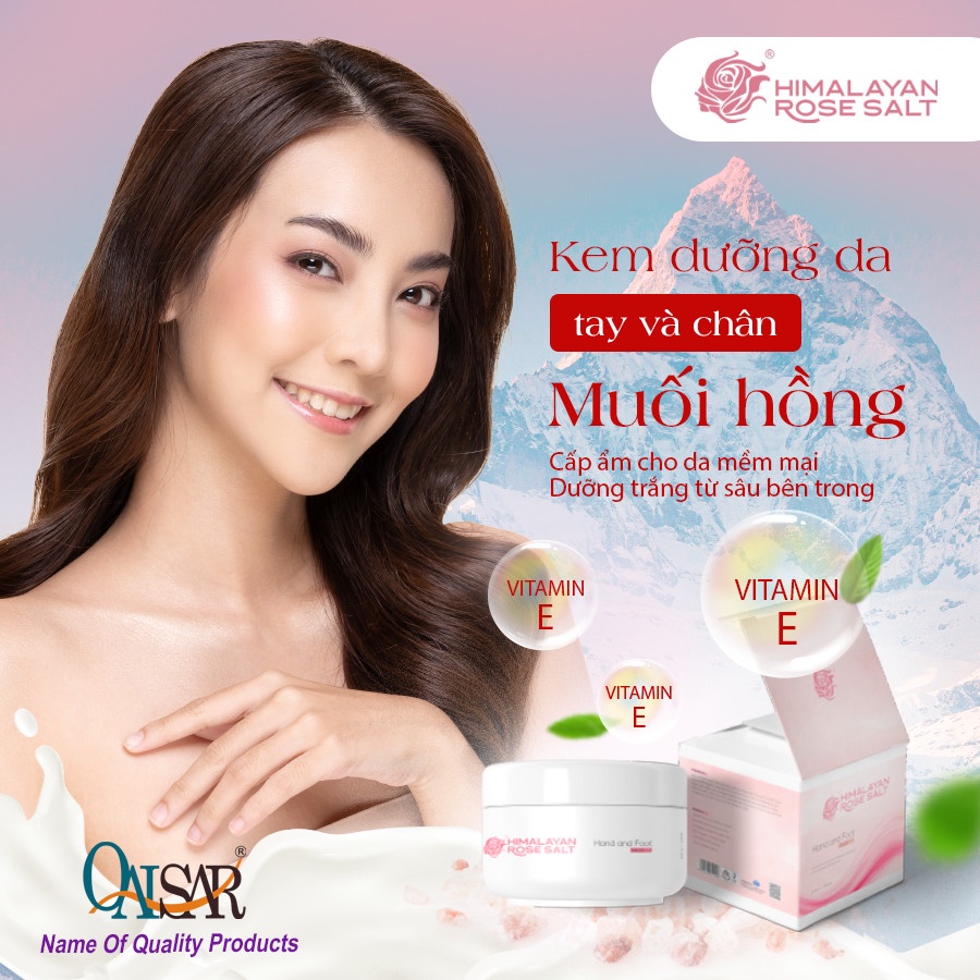 Kem dưỡng QAISAR Himalayan Rose Salt dưỡng da tay, gót chân mềm mịn 300g