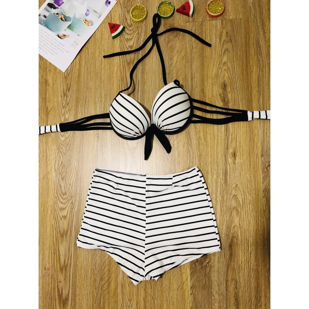 BIKINI129K Bikini 2 Mảnh Sọc Đen Trắng Bộ Sưu Tập Đồ Bơi Nữ | BigBuy360 - bigbuy360.vn