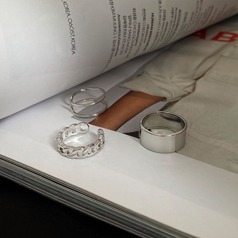 Bộ ba nhẫn đeo ngón tay thiết kế đơn giản hợp thời trang có thể điều chỉnh cho nữ