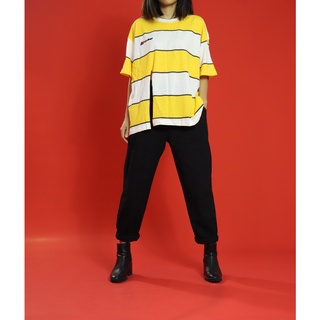 Áo pull sọc ngang xẻ tà bên oversize
