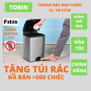 Thùng Rác Inox FITIS Đạp Chân Vuông Tròn Cỡ Trung 12l