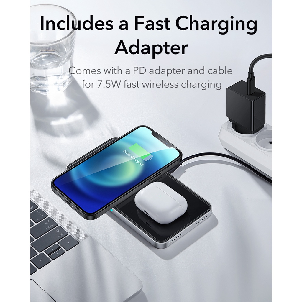 Đế sạc không dây nam châm 2 trong 1 ESR HaloLock cho iPhone 13/ 12 Và AirPods (Hỗ trợ MagSafe)