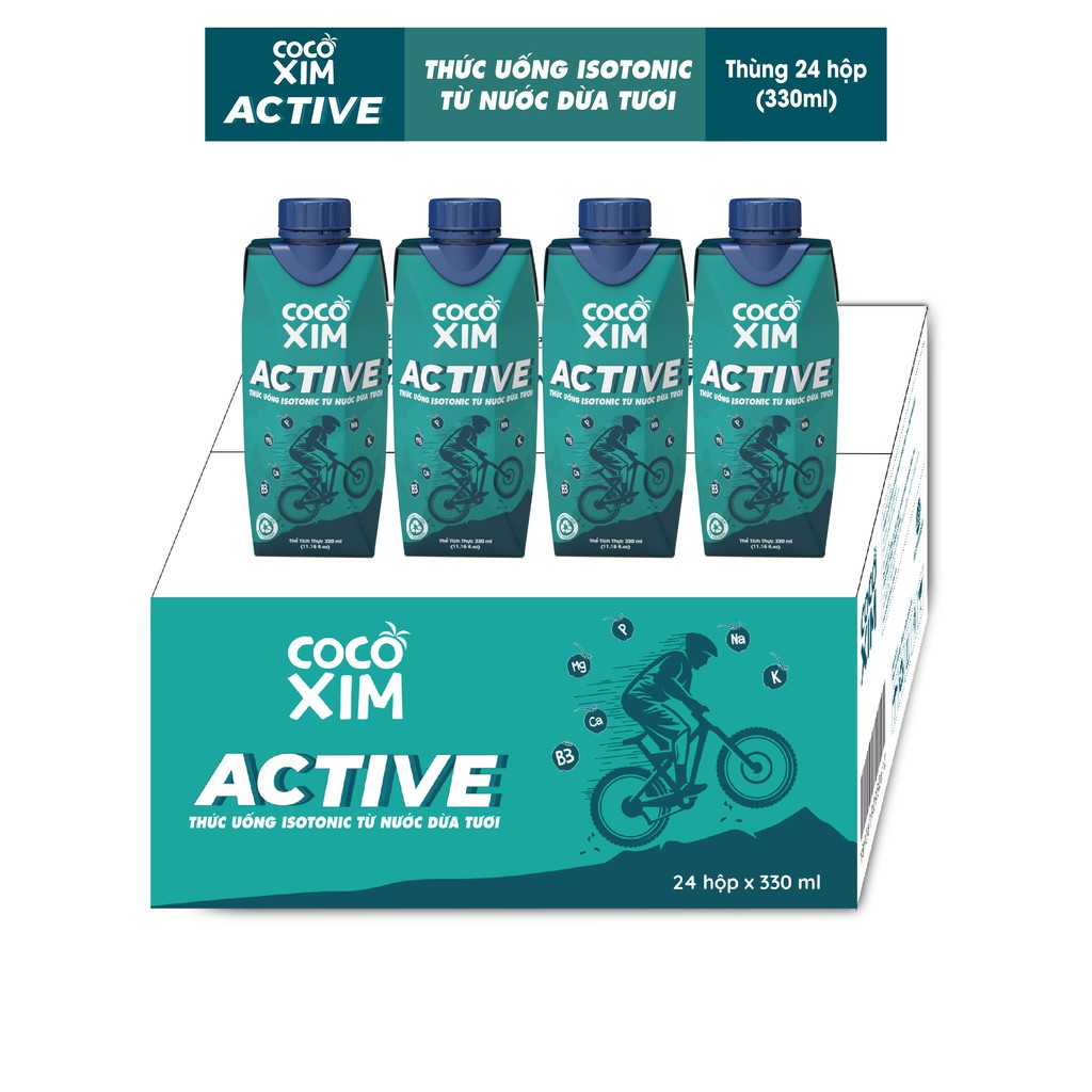 Cocoxim Active - Thức uống Isotonic từ nước dừa tươi dung tích 330ml/Hộp