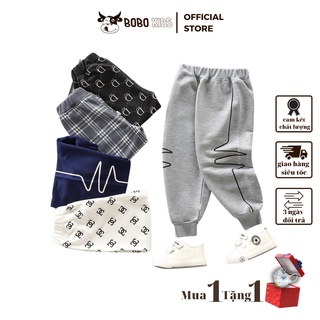 Quần Nỉ Cho Bé Trai Và Bé Gái BoBoKids Phối Họa Tiết Sành Điệu Chất Liệu Nỉ Da Cá Tuổi Từ 1,5-10 Phong Cách Hàn Quốc