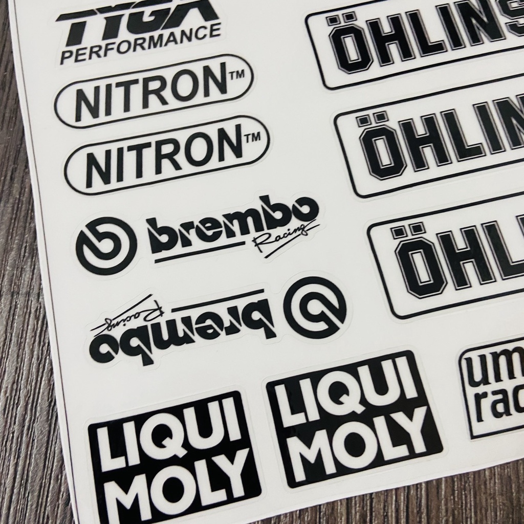 Bộ tem chủ đề HRC, GALFER, MATRIS, TYGA nhiều logo dán trang trí siêu đẹp