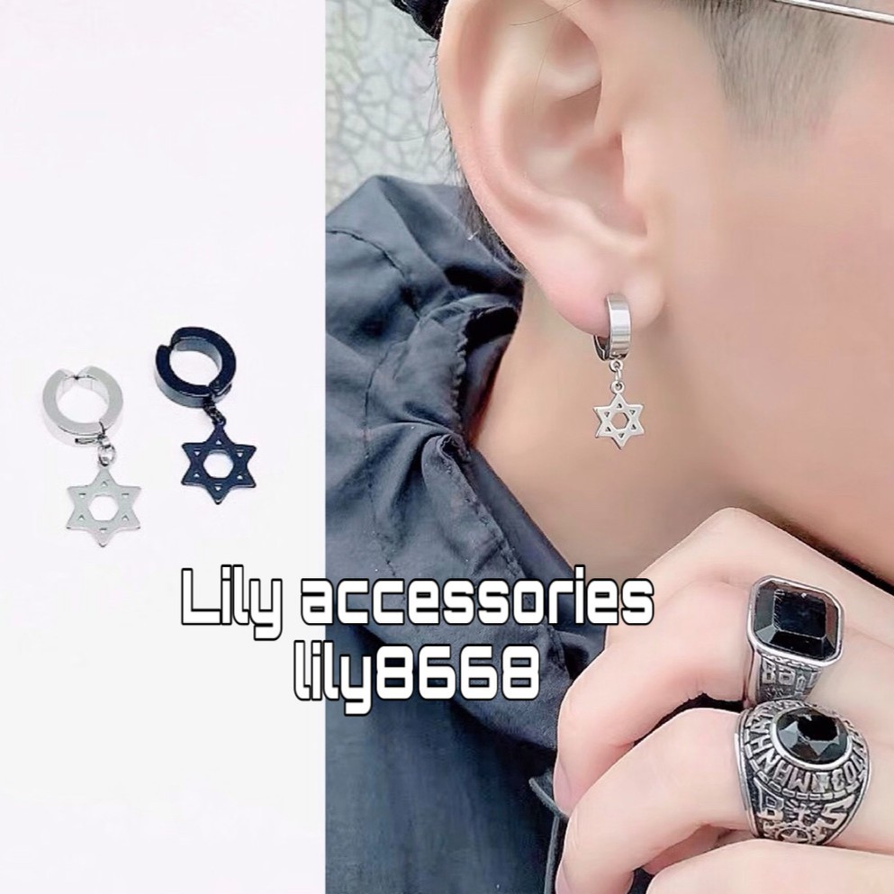 Star Ear cuff kẹp tai titan ngôi sao cho nam nữ không cần xỏ lỗ không gỉ không đen không dị ứng
