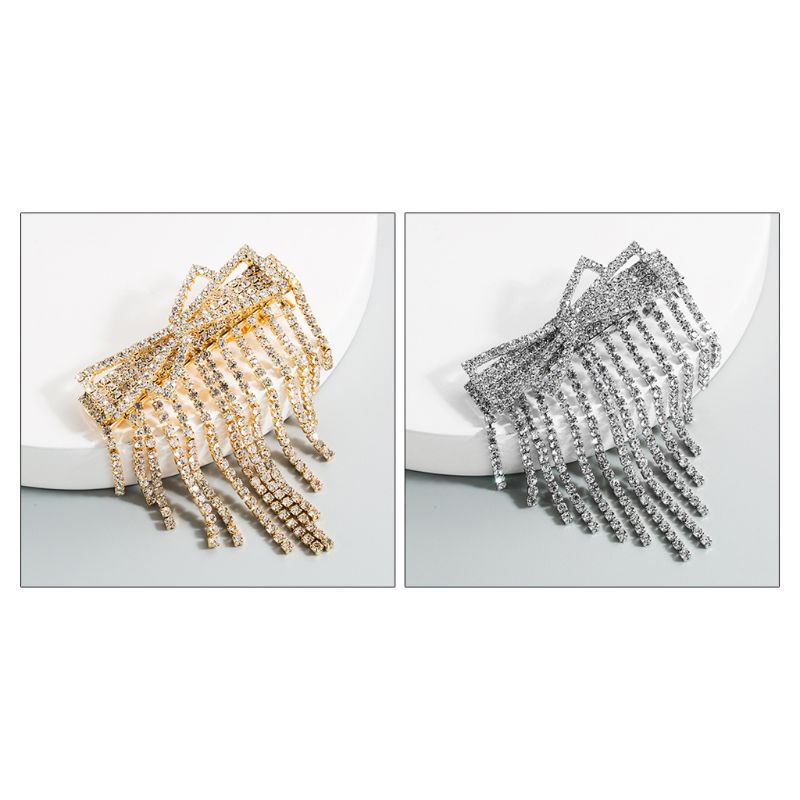Kẹp Tóc Nơ Kim Loại Đính Đá Lấp Lánh Phong Cách Hàn Quốc Cho Nữ