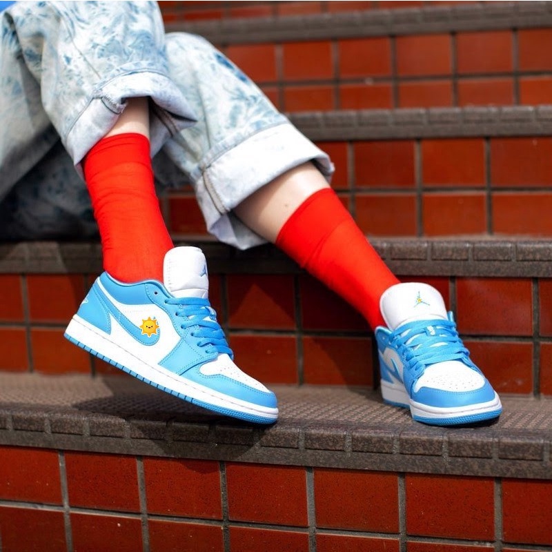 Giày sneaker jordan 1 thấp cổ xanh dương, Giày thể thao JD1 low xanh dương nam nữ full box bil