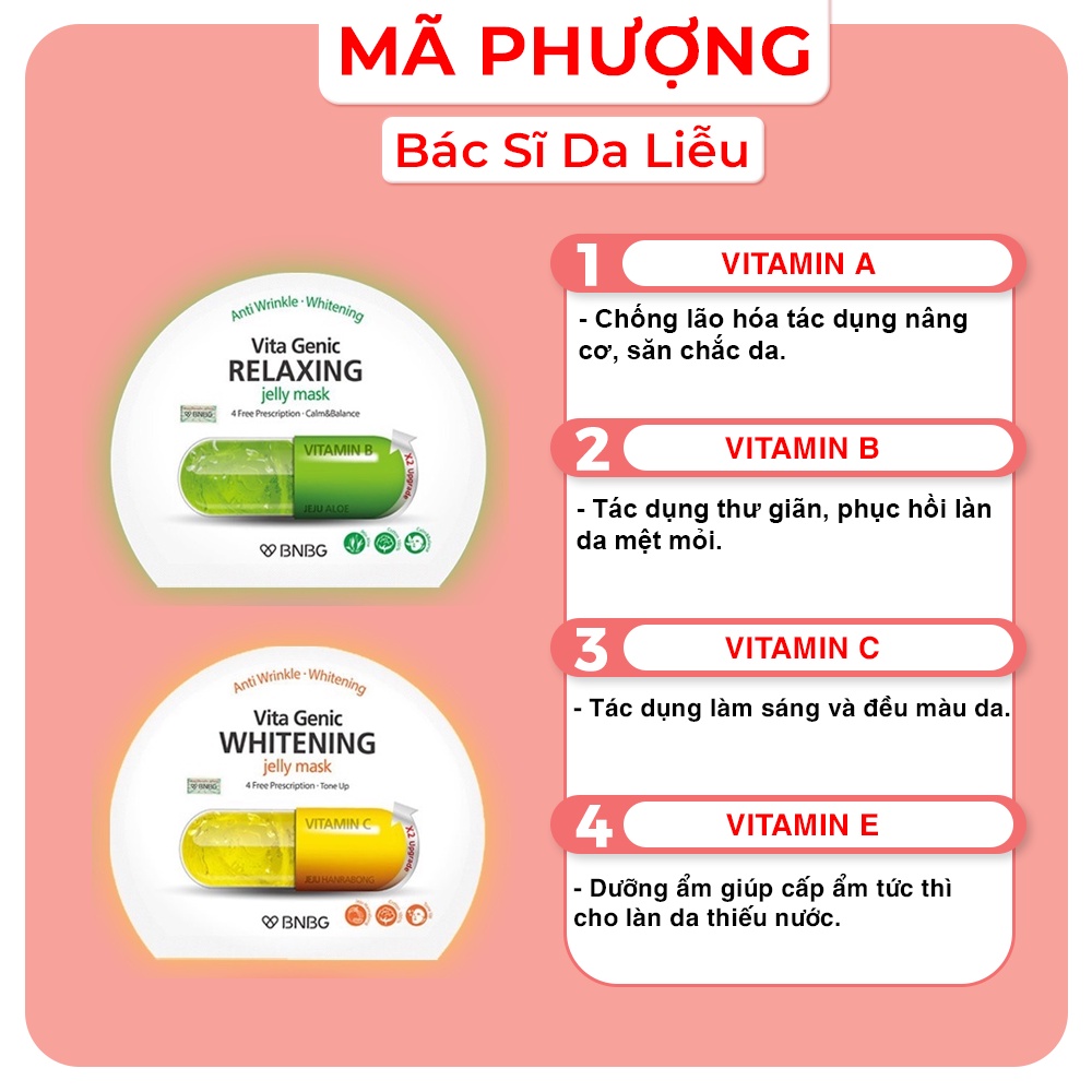 Mặt nạ BNBG Vita Genic Jelly - phục hồi, cấp ẩm, nuôi dưỡng da toàn diện - Bác sĩ Mã Phượng.