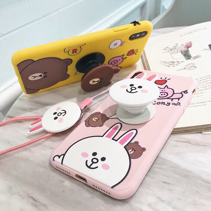 Ốp điện thoại iPhone Gấu, Thỏ xinh xắn kèm giá đỡ | BigBuy360 - bigbuy360.vn