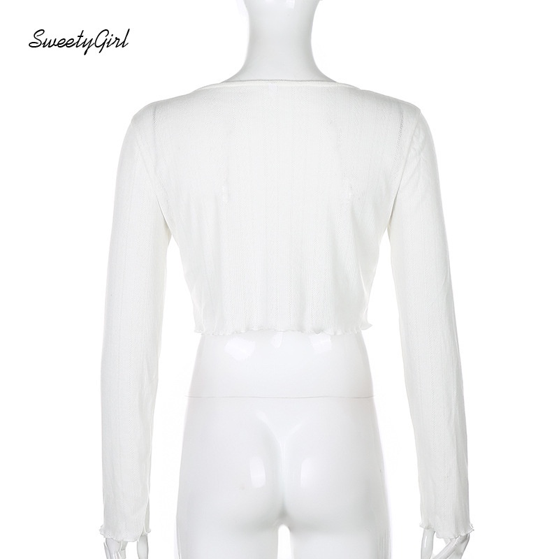 Áo croptop dài tay cổ chữ V gợi cảm cho nữ