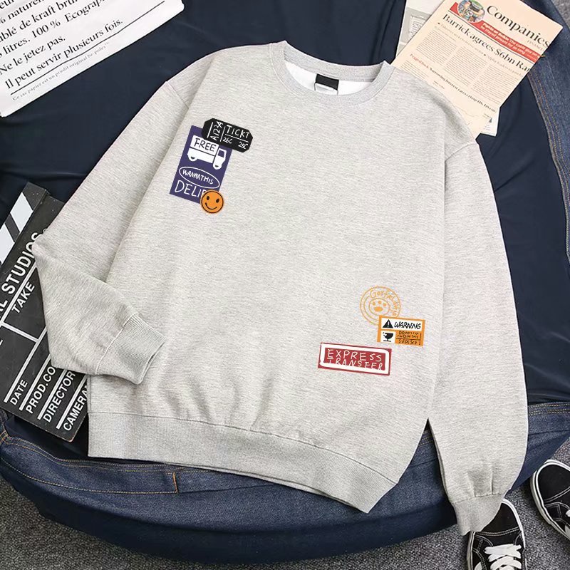 Áo len cổ tròn tay dài dáng rộng phong cách thời trang Hồng Kông cho nam và nữ M-8Xl