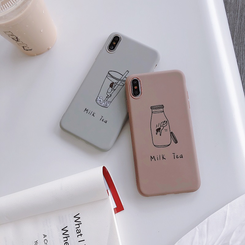 Case OPPO A53 A33 A52 A92 A31 A91 A5 A9 2020 A7 A5S A12 AX7 A1K A3S A12e F1S F11 Pro F9 F7 F5 Youth A83 A71 A39 A57 F3 Lite A37 A37F Reno 3 4 2F 2Z  Soft TPU Phone Case Popsocket Motif Tea Milk