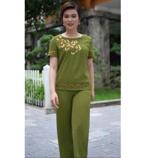 [ GIẢM GIÁ HÔM NAY ] Bộ trung niên 9 tấc thêu hoa cao cấp