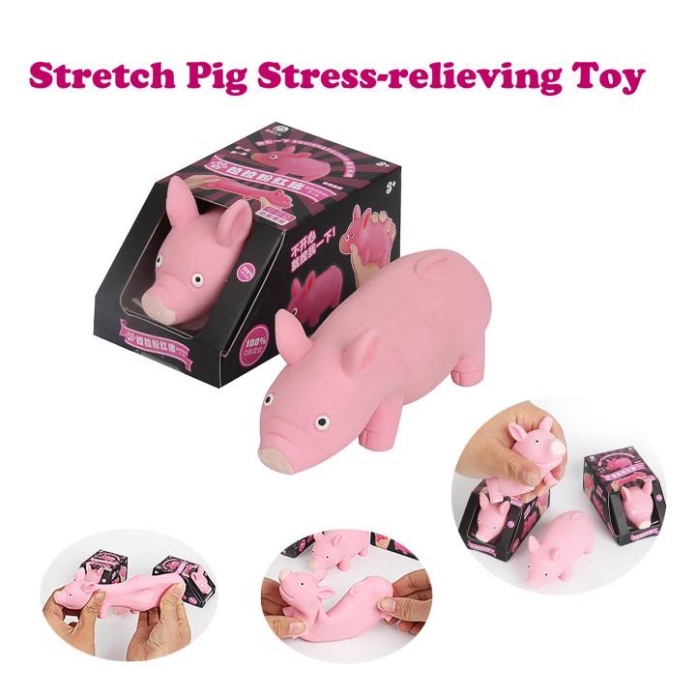 Heo hồng Dẻo xả stress Heo Hồng mềm dẻo siêu kute-đồ chơi squishy Chó Pug xả stress Chó Pug Kéo Dài Cute