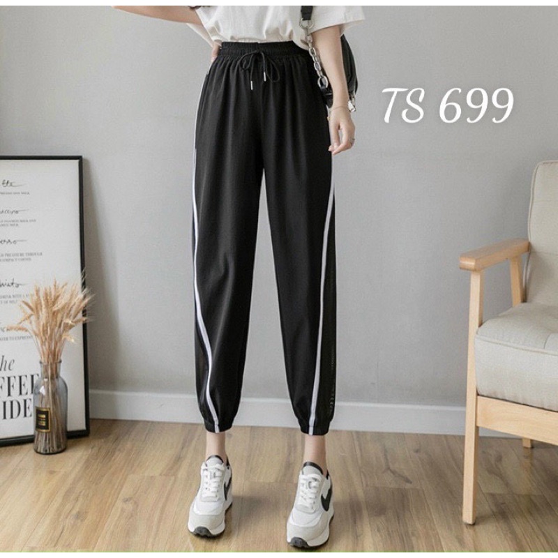 Quần thể thao 1 sọc bo ống siêu mát, Quần dáng bom ống bo cạp chun QS082 - NhiNhi Shop