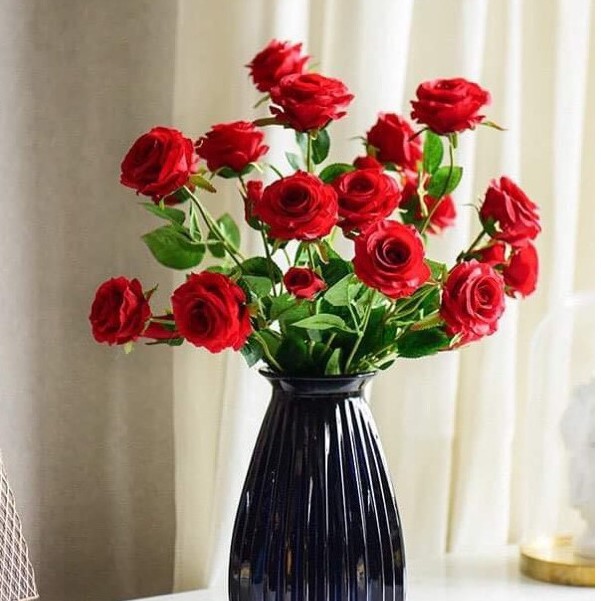 Hoa hồng tỷ muội chùm 5 cành ( hoa giả- hoa lụa cao cấp)