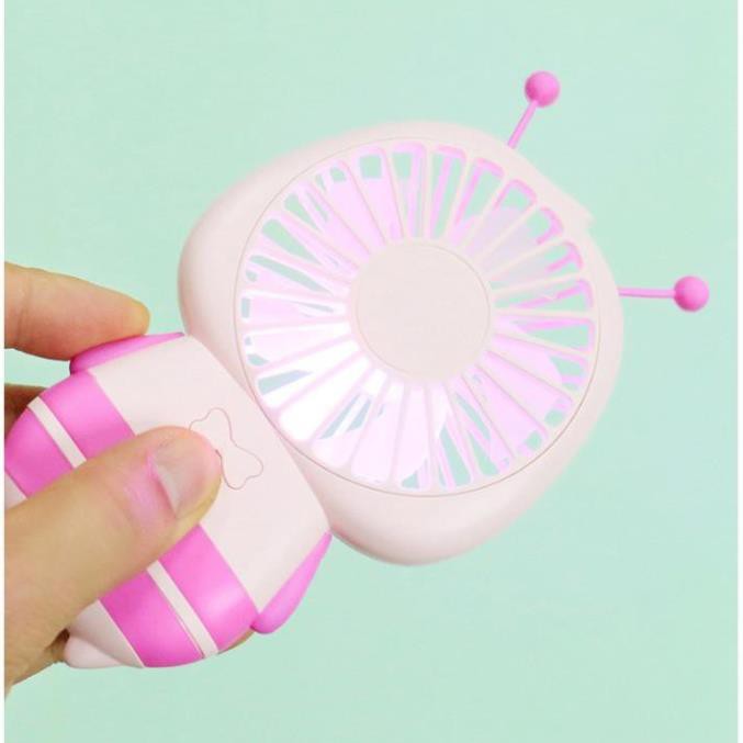 Quạt mini cầm tay đeo cổ hình CHÚ ONG phát sáng  Đổi màu sắc liên tục  Quạt Tích điện USB  Cực mát