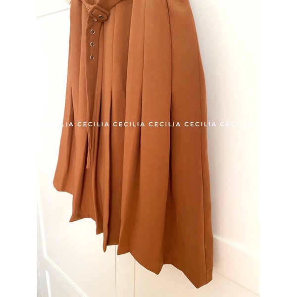 Váy ly sát nách kèm đai STELLA Dress thiết kế bởi CECILIA - cam tây