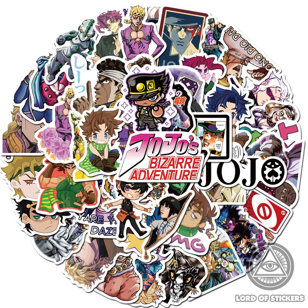 Set 50 Miếng Dán Jojo's Bizarre Adventure Sticker Anime Manga Chống Thấm Nước Trang Trí Mũ Bảo Hiểm, Ván Trượt, Laptop