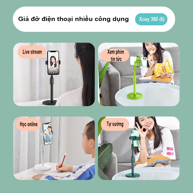 Giá Đỡ Điện Thoại Live Stream Xem Phim Chụp Ảnh  Xoay 360 Độ Chân Đỡ Nặng Vô Cùng Chắc Chắn