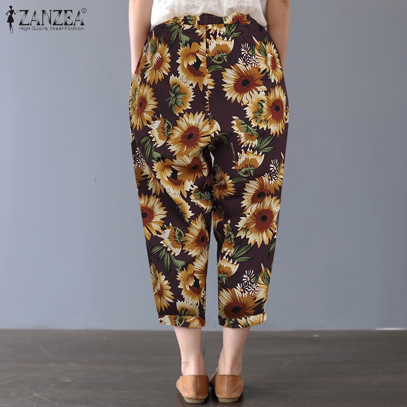 Quần dài ZANZEA lưng thun ống rộng phong cách cổ điển cho nữ | BigBuy360 - bigbuy360.vn