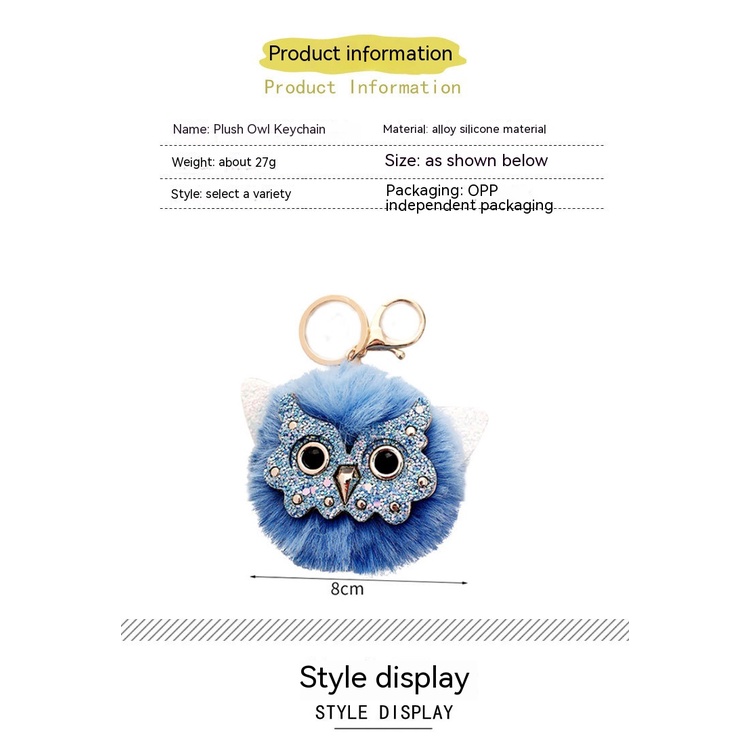 Móc Khóa Hình Cú Đính Banh Lông Dễ Thương