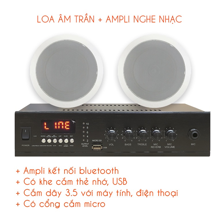 Bộ loa âm trần nghe nhạc giải trí gia đình, quán cafe, nhà hàng, siêu thị, spa...