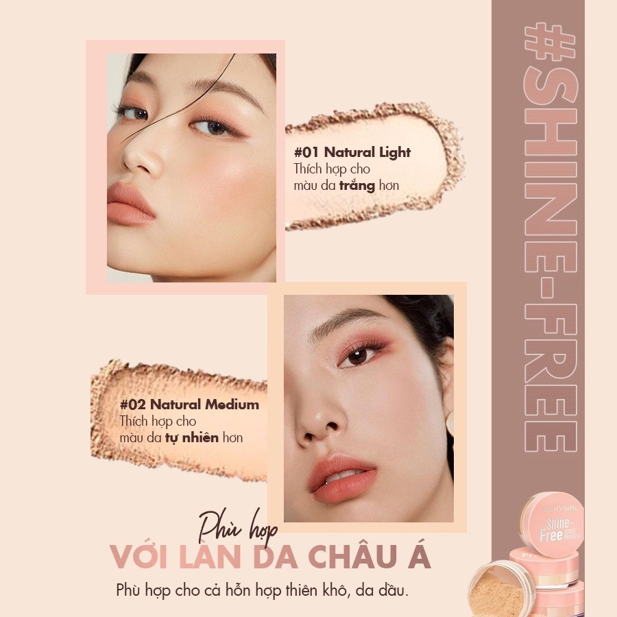 Phấn Phủ Silky Girl Dạng Bột Shine Free Loose Powder 10G