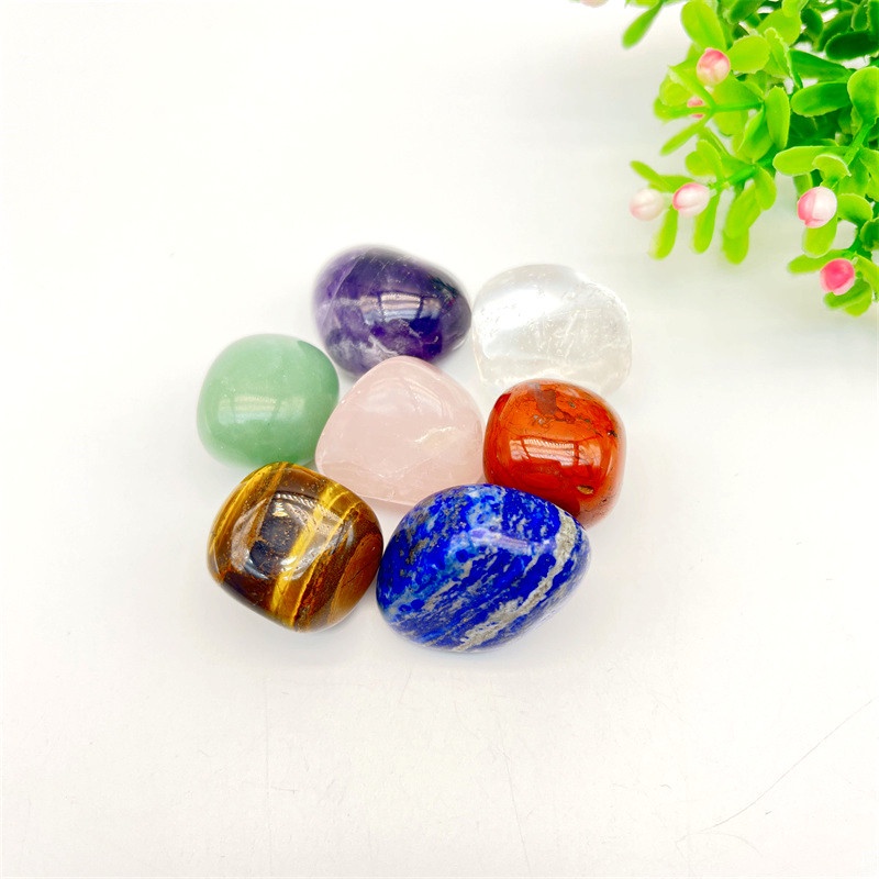 Sét 7 viên đá chakra tự nhiên mang năng lượng tích cực kèm túi màu ngẫu nhiên
