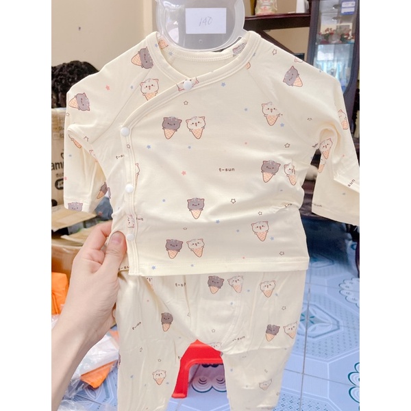 {ZoseKids}Bộ cài lệch dài tay sợi tre cao cấp Zosekids (hãng mới/mẫu mới) size 0/3-3/6