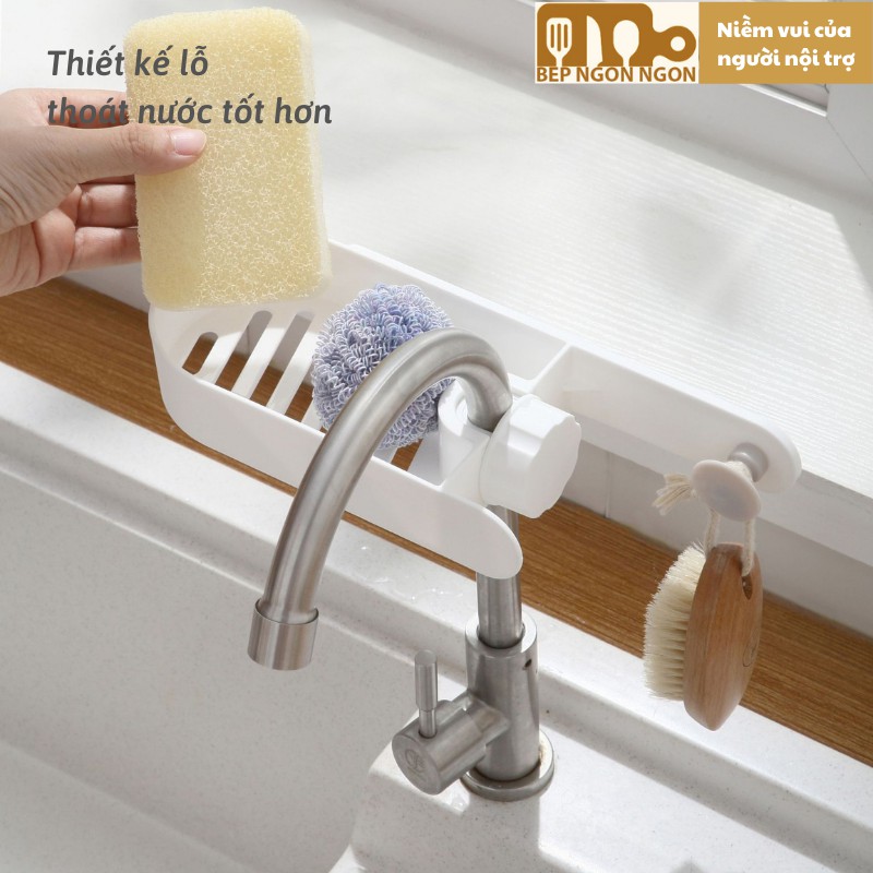 Khay nhựa cao cấp gắn vòi chậu rửa để xà phòng, cọ rửa bát đĩa nước rửa chén bát _BEP NGON NGON